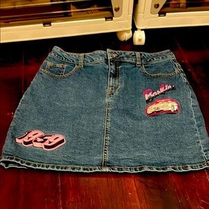 NWT Barbie Denim Skirt with Pink Accents